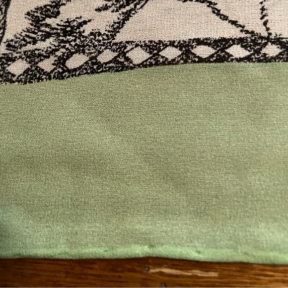 NWT $125 Carlisle | Silk | Cottagecore | Floral Vintage Scarf in Mint - Picture 7 of 15